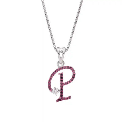 Elegant P Initial Diamond Pendant with Chain