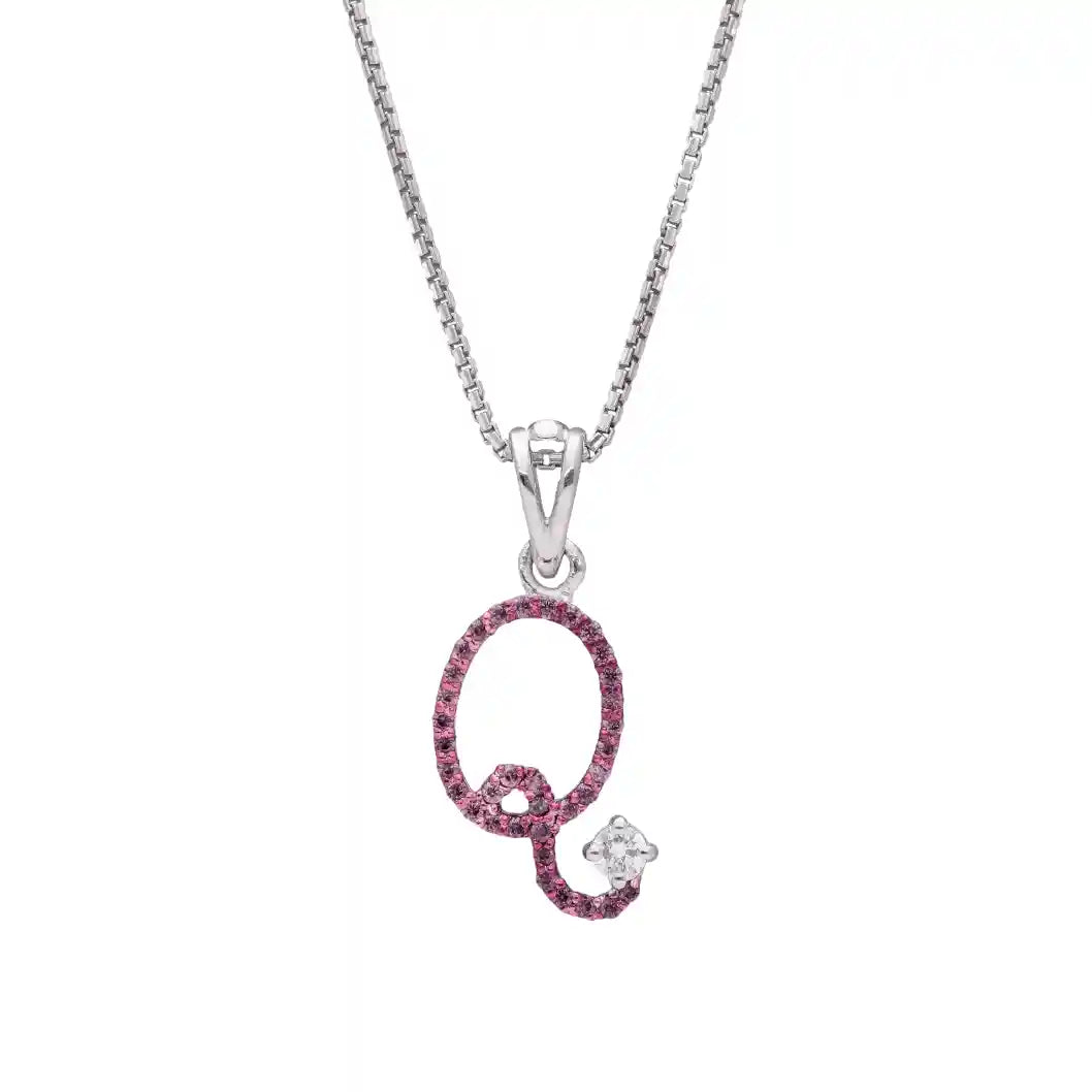 Elegant Q Initial Diamond Pendant with Chain