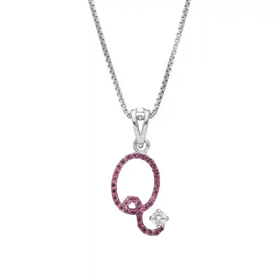 Elegant Q Initial Diamond Pendant with Chain