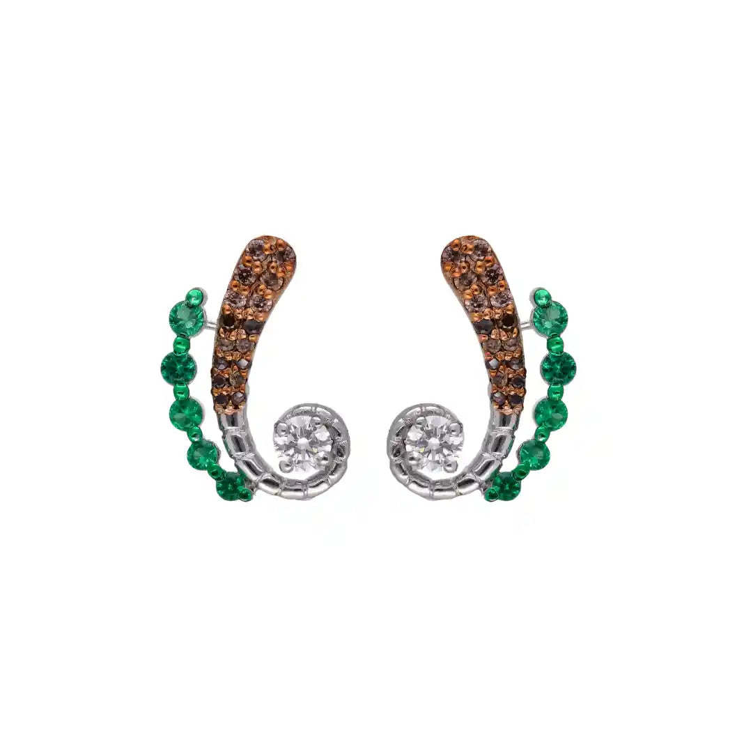 Emerald Jazz Charm Diamond Earrings