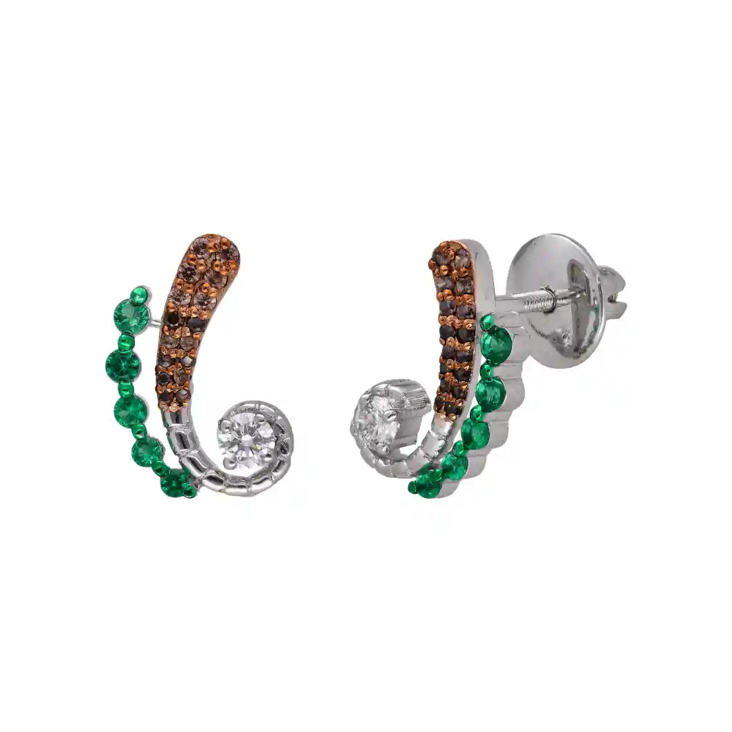 Emerald Jazz Charm Diamond Earrings