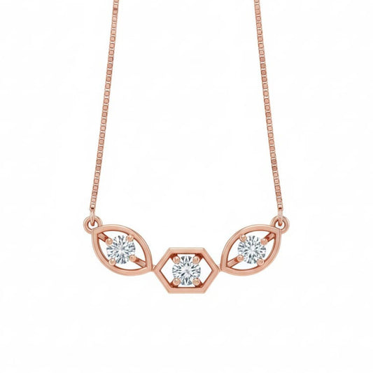 Trinity Halo Geo Pendant – 18K Rose Gold Rhodium Plated