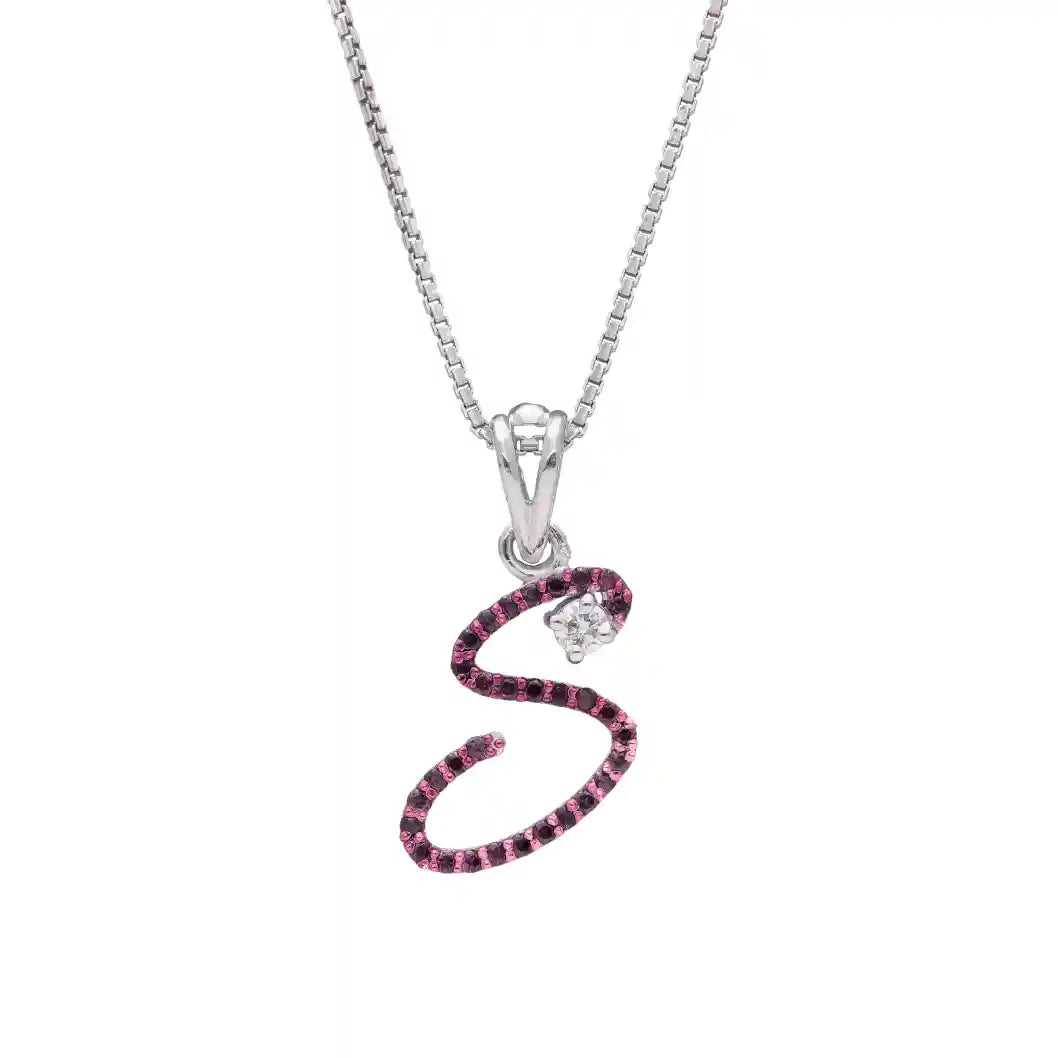 Elegant S Initial Diamond Pendant with Chain