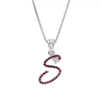 Elegant S Initial Diamond Pendant with Chain
