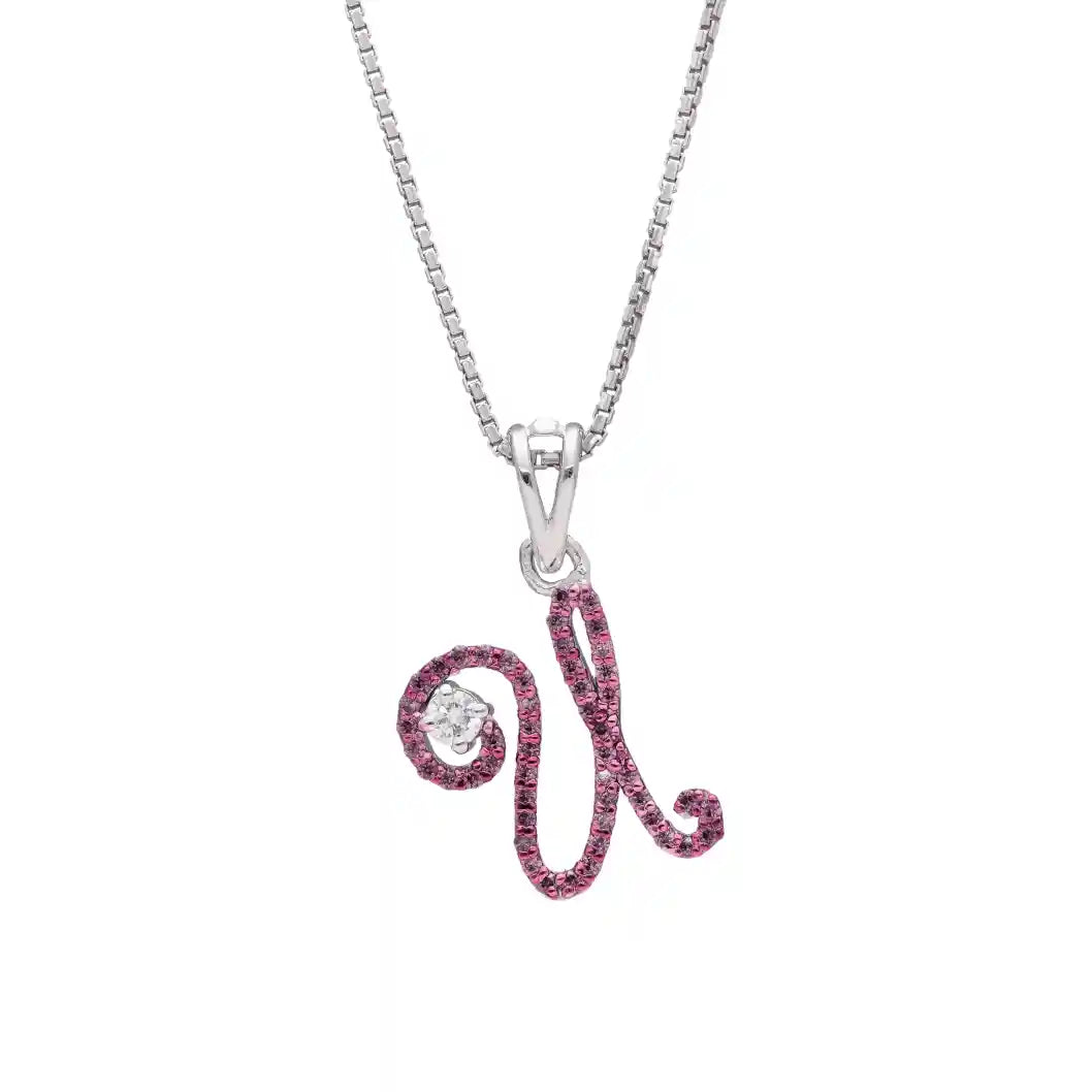 Elegant U Initial Diamond Pendant with Chain