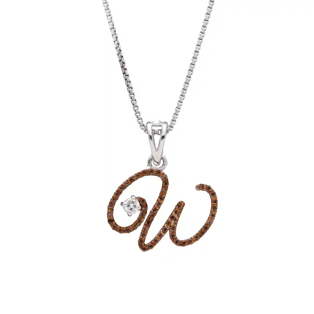 Royal W Alpha Diamond Pendant with Chain