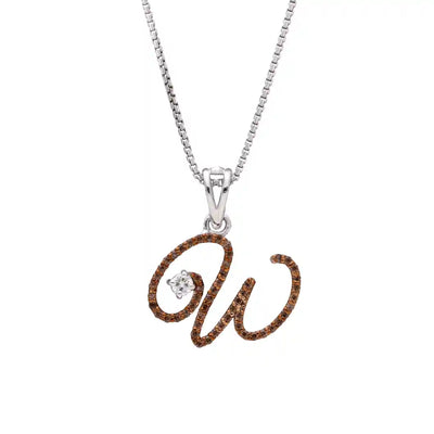 Royal W Alpha Diamond Pendant with Chain