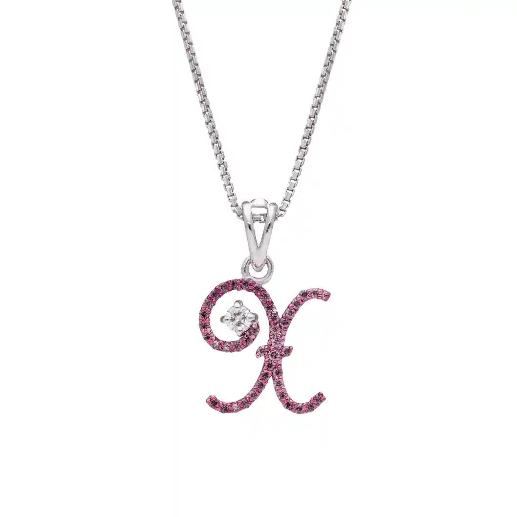 Elegant X Initial Diamond Pendant with Chain