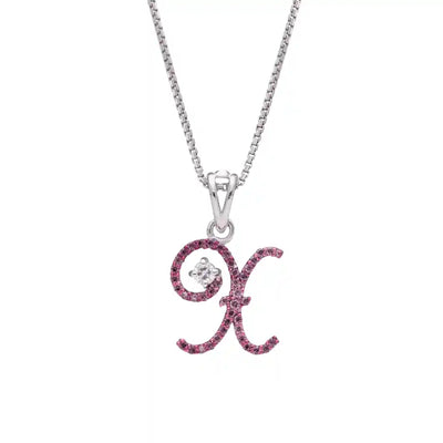 Elegant X Initial Diamond Pendant with Chain