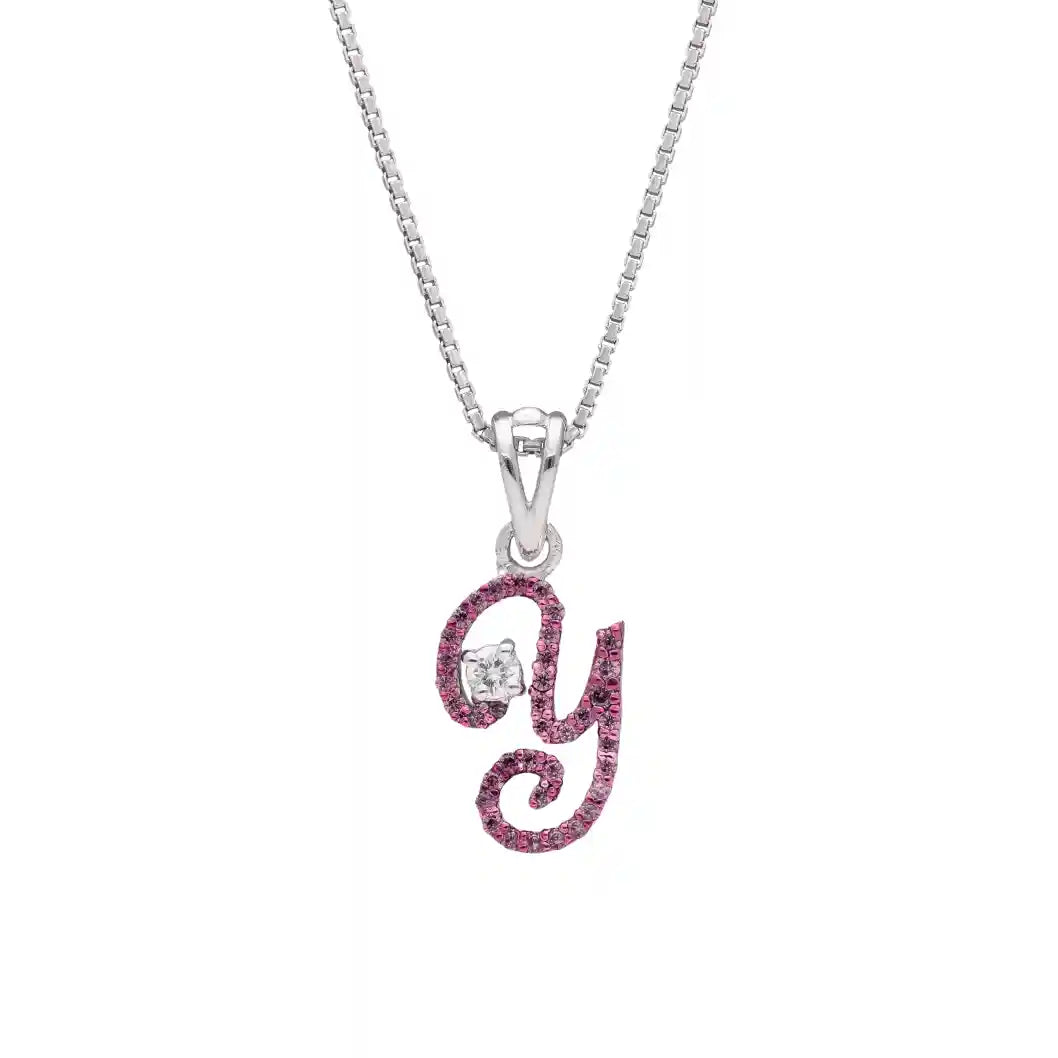 Elegant Y Initial Diamond Pendant with Chain