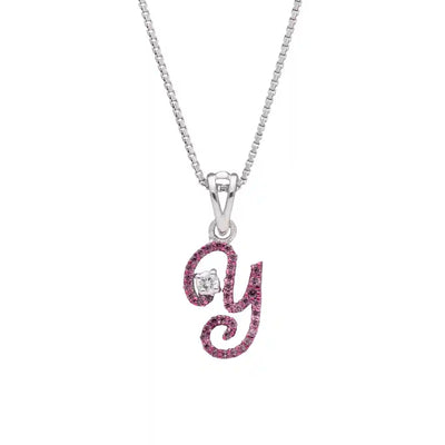 Elegant Y Initial Diamond Pendant with Chain