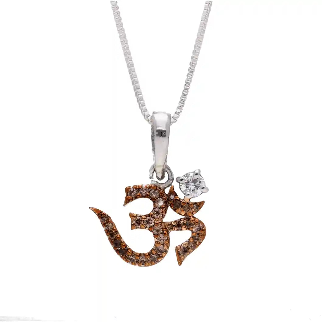 Om Diamond Charm Pendant With  Chain