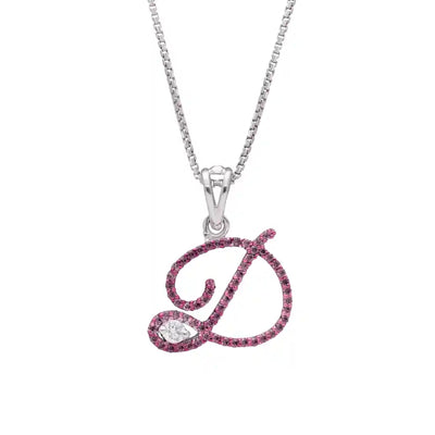 Elegant D Initial Diamond Pendant with Chain