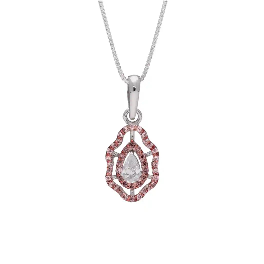 Eternal Drop Halo Pendant With Chain