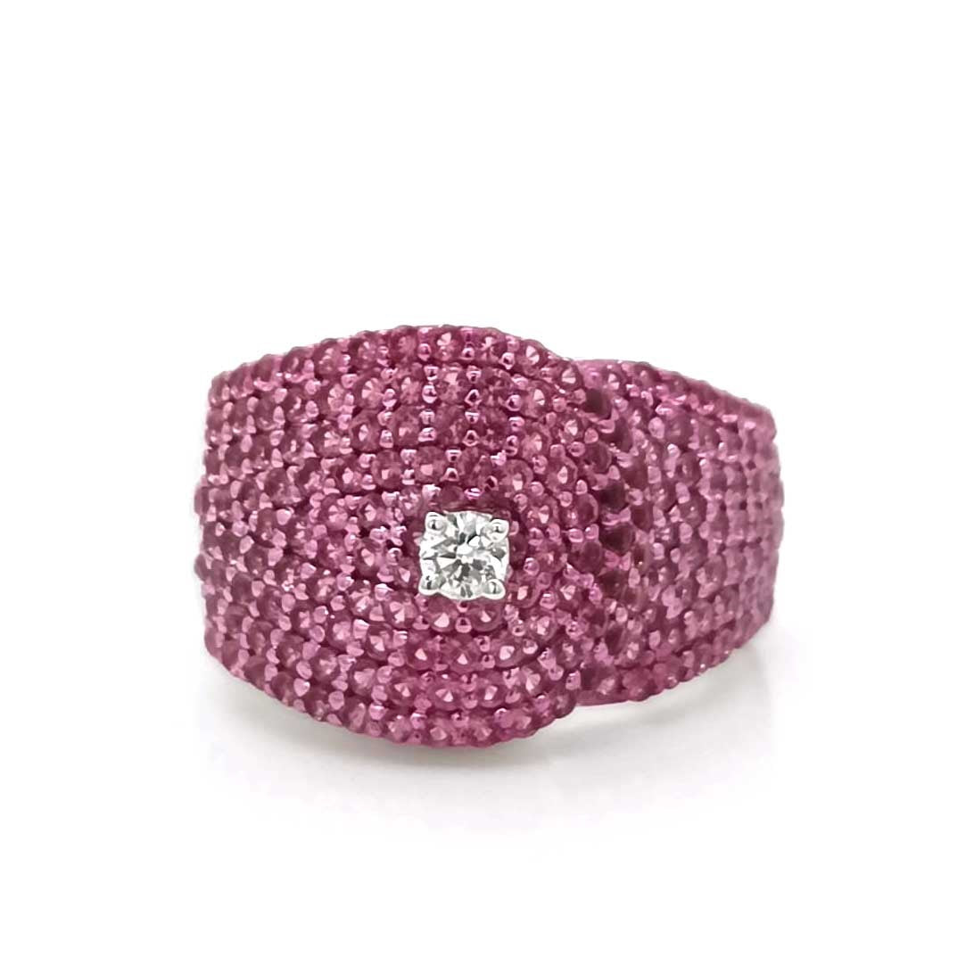 Magenta cluster Diamond Ring