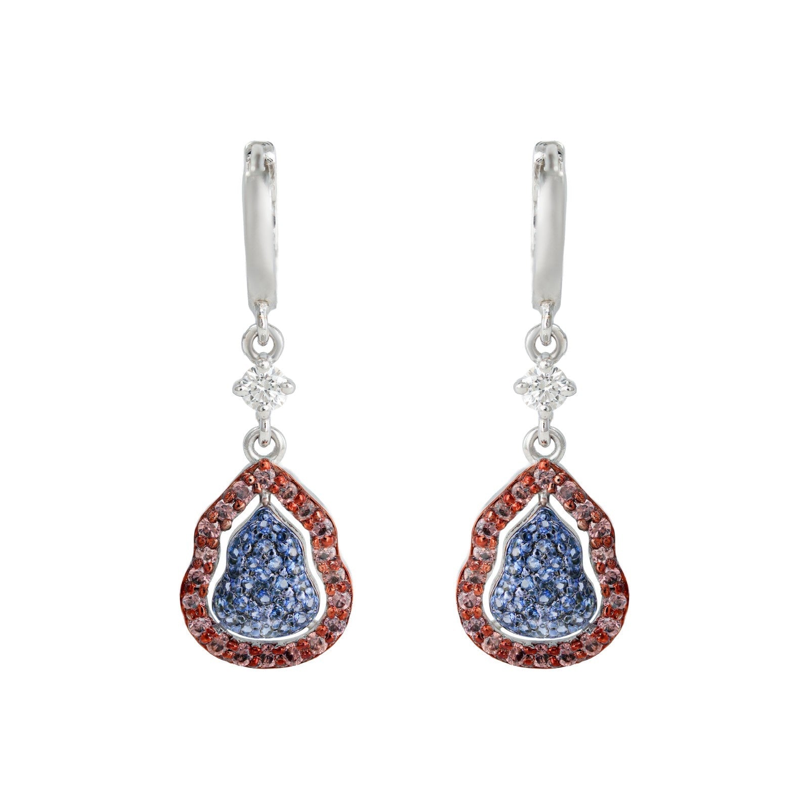 Tricolour Teardrop Sparkle Earrings