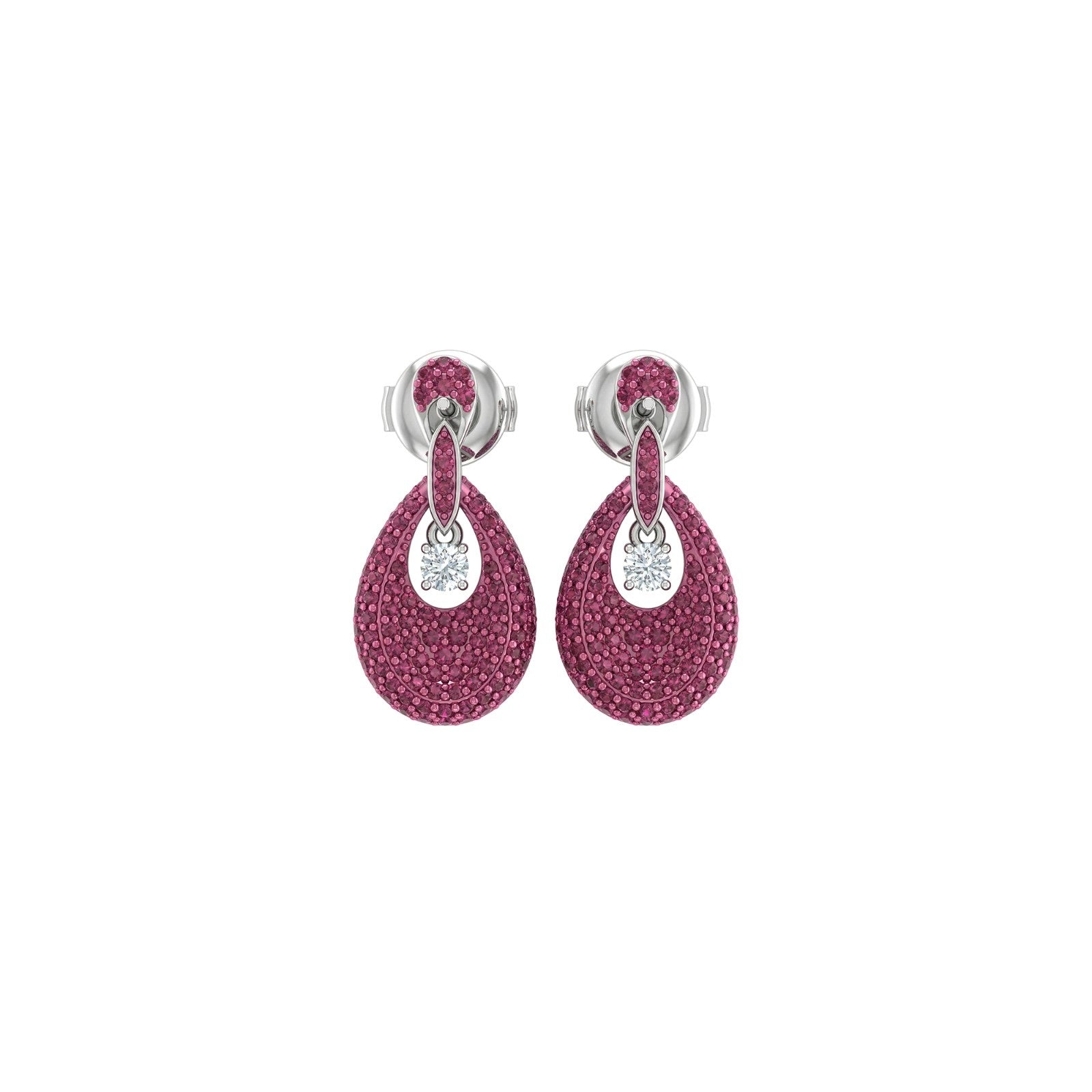 Pink Sparkle Teadrop Drop Earrings