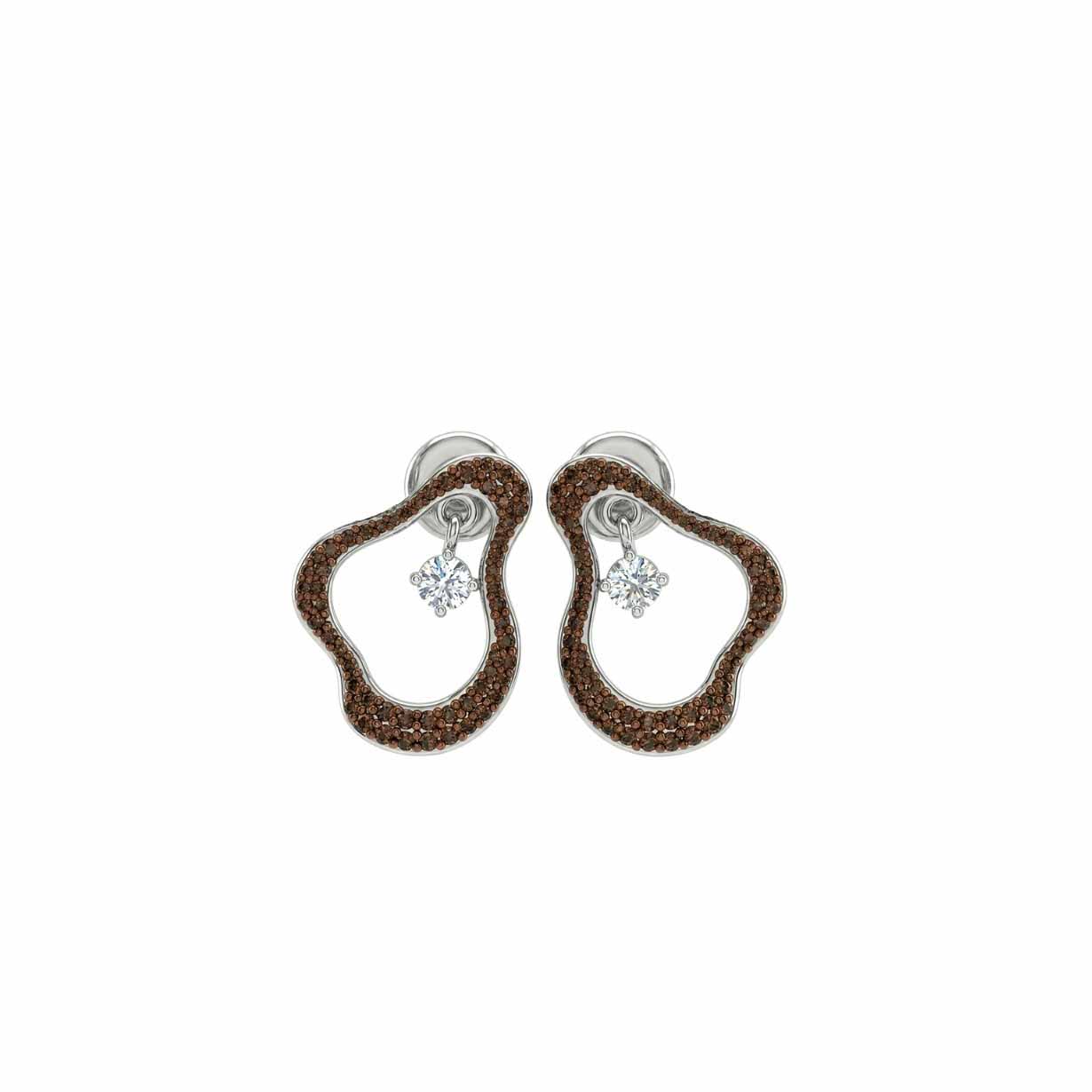 Brown Rose Diamond Drop Earrings