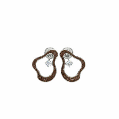 Brown Rose Diamond Drop Earrings