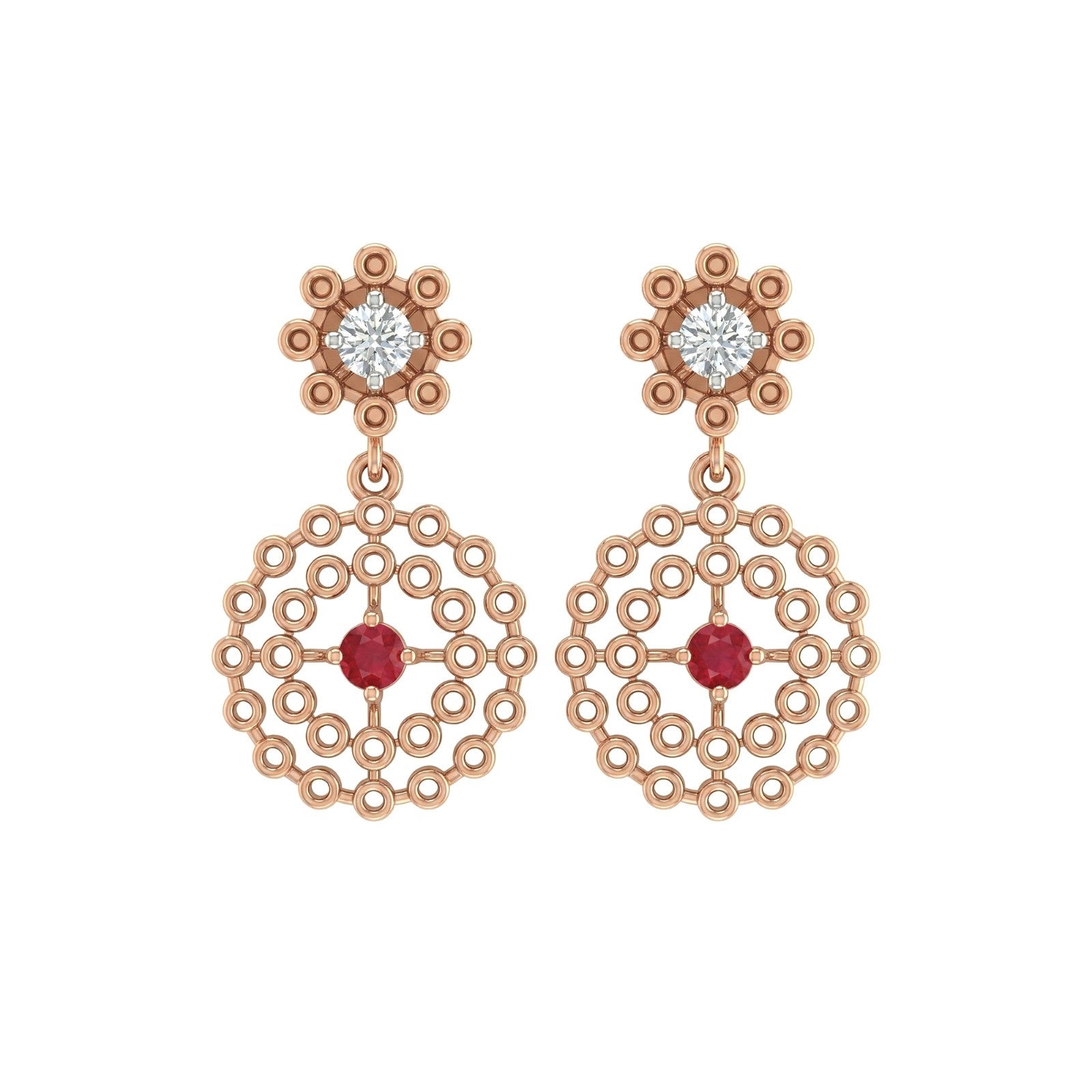 Red Gem Medallion Earrings