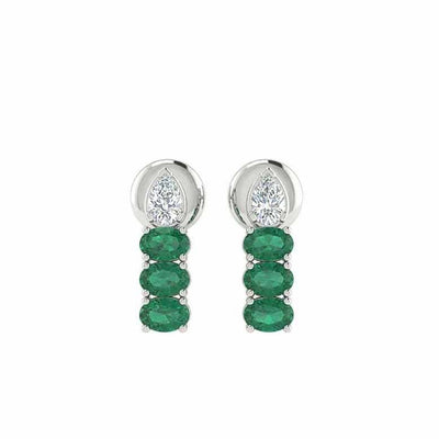 Oval Emerald & Lab Grown Diamond Pear Drop Earrings