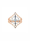 Lyara Radiant Crest Ring – 18K Rose Gold Rhodium Plated
