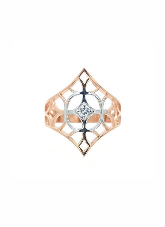 Lyara Radiant Crest Ring – 18K Rose Gold Rhodium Plated