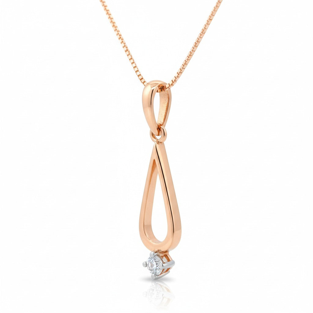 Velin Teardrop Pendant – 18K Rose Gold Rhodium Plated