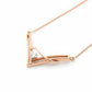 Viora Crescent V-Frame Diamond Pendant with Chain - 18K Rose Gold Rhodium Plated