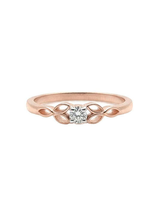 Vine Whisper Loop Ring – 18K Rose Gold Rhodium Plated