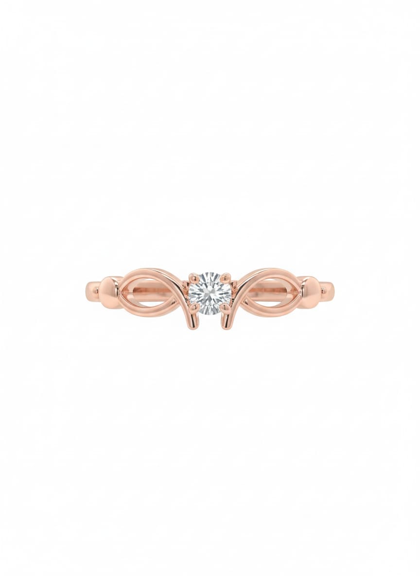 The Elara Knot Ring in 18K Rose Gold with Lab-Grown Diamond Center