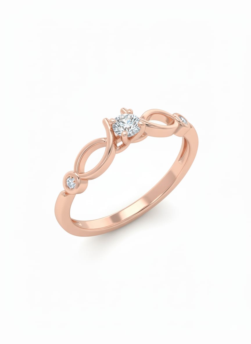 The Elara Knot Ring in 18K Rose Gold with Lab-Grown Diamond Center