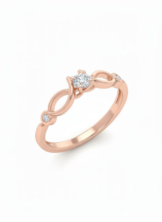 The Elara Knot Ring in 18K Rose Gold with Lab-Grown Diamond Center