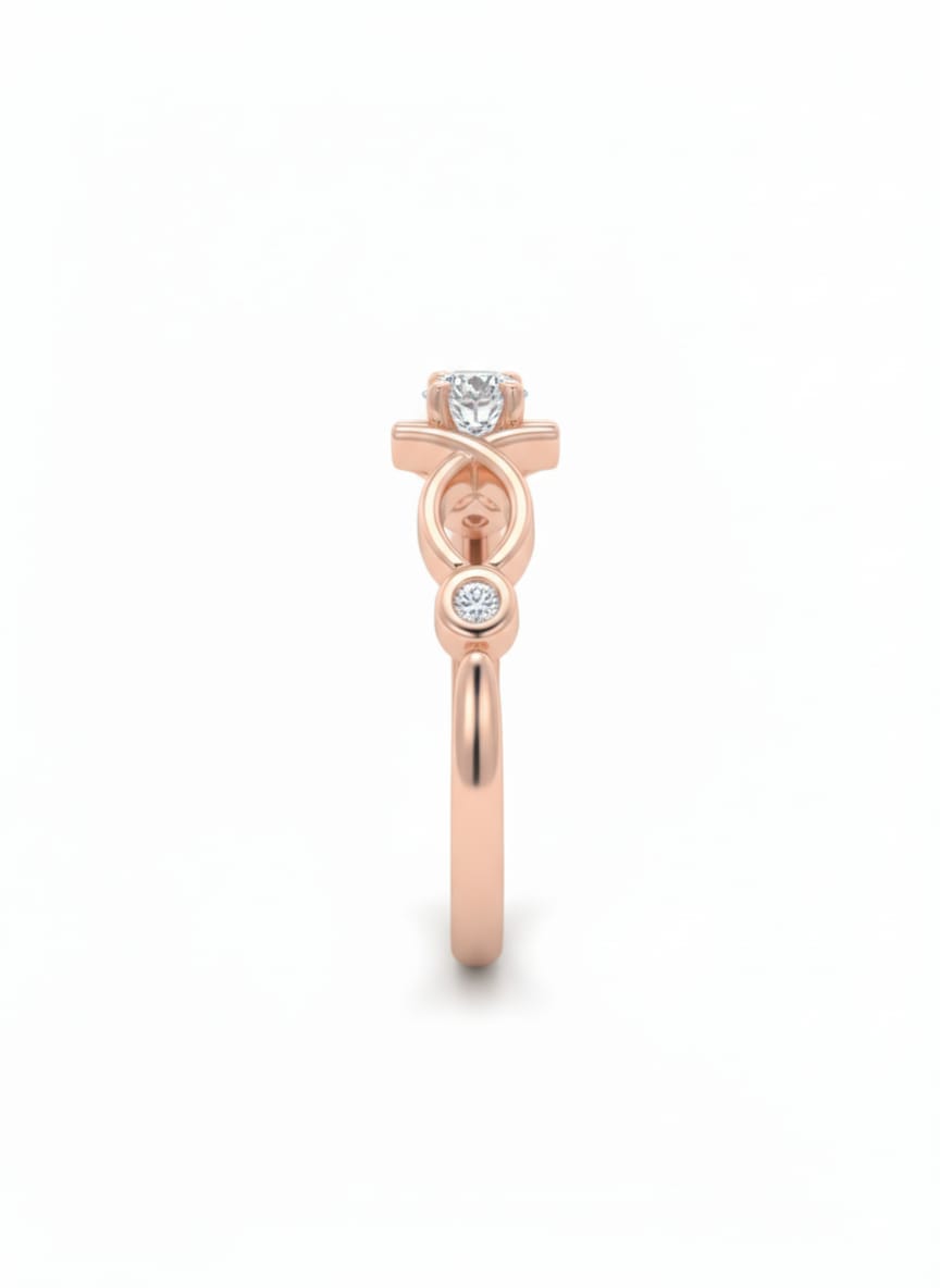The Elara Knot Ring in 18K Rose Gold with Lab-Grown Diamond Center