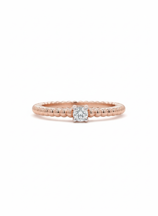 Modern Grains Rose Gold Lab Diamond Ring, 18k with Rhodium-Set Center