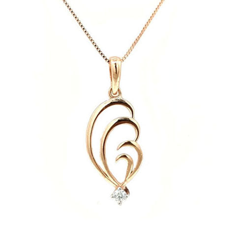 Eterna Curl Diamond Pendant with Chain - 18K Rose Gold Rhodium Plated