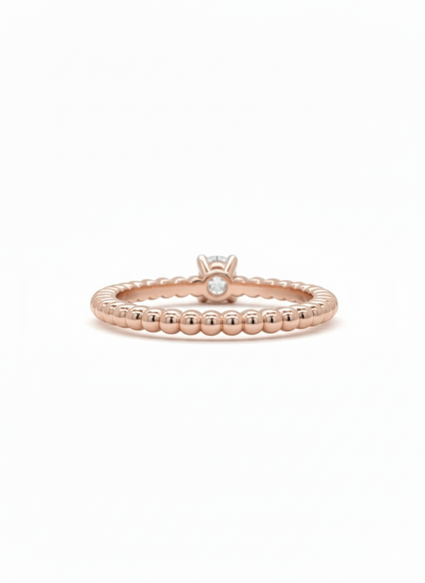 Modern Grains Rose Gold Lab Diamond Ring, 18k with Rhodium-Set Center