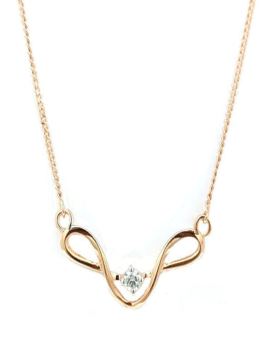 The Blush Wave Diamond Pendant with Chain - 18K Rose Gold Rhodium Plated