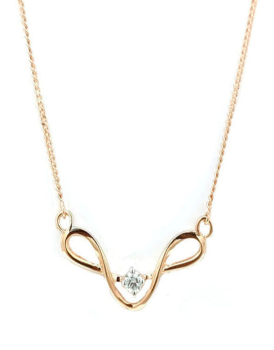 The Blush Wave Diamond Pendant with Chain - 18K Rose Gold Rhodium Plated