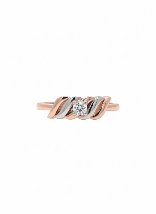 The Serenity Wave Lab Diamond Ring, Crafted in 18k Rose Gold and Rhodium Plate