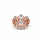 18K Rose Gold Rhodium Plated Ornate Floral Ring with Silver Accents & Lab-Grown Diamond