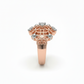 18K Rose Gold Rhodium Plated Ornate Floral Ring with Silver Accents & Lab-Grown Diamond