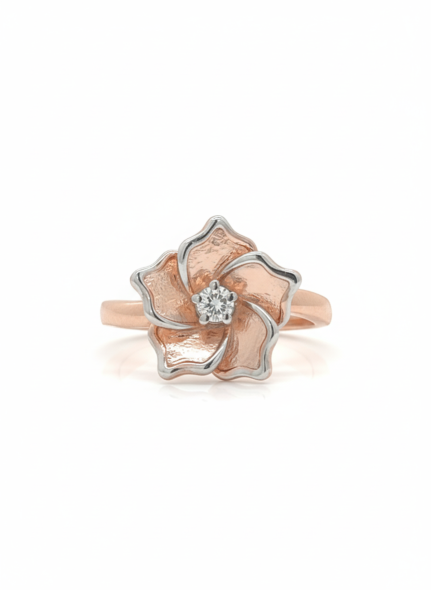 The Aurora Bloom 18k Rose Gold & Rhodium Plated Lab Diamond Ring
