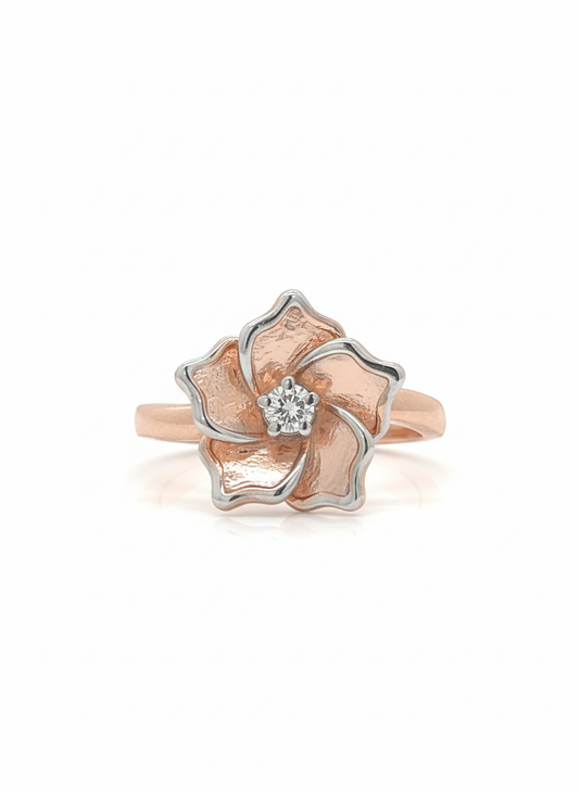 The Aurora Bloom 18k Rose Gold & Rhodium Plated Lab Diamond Ring