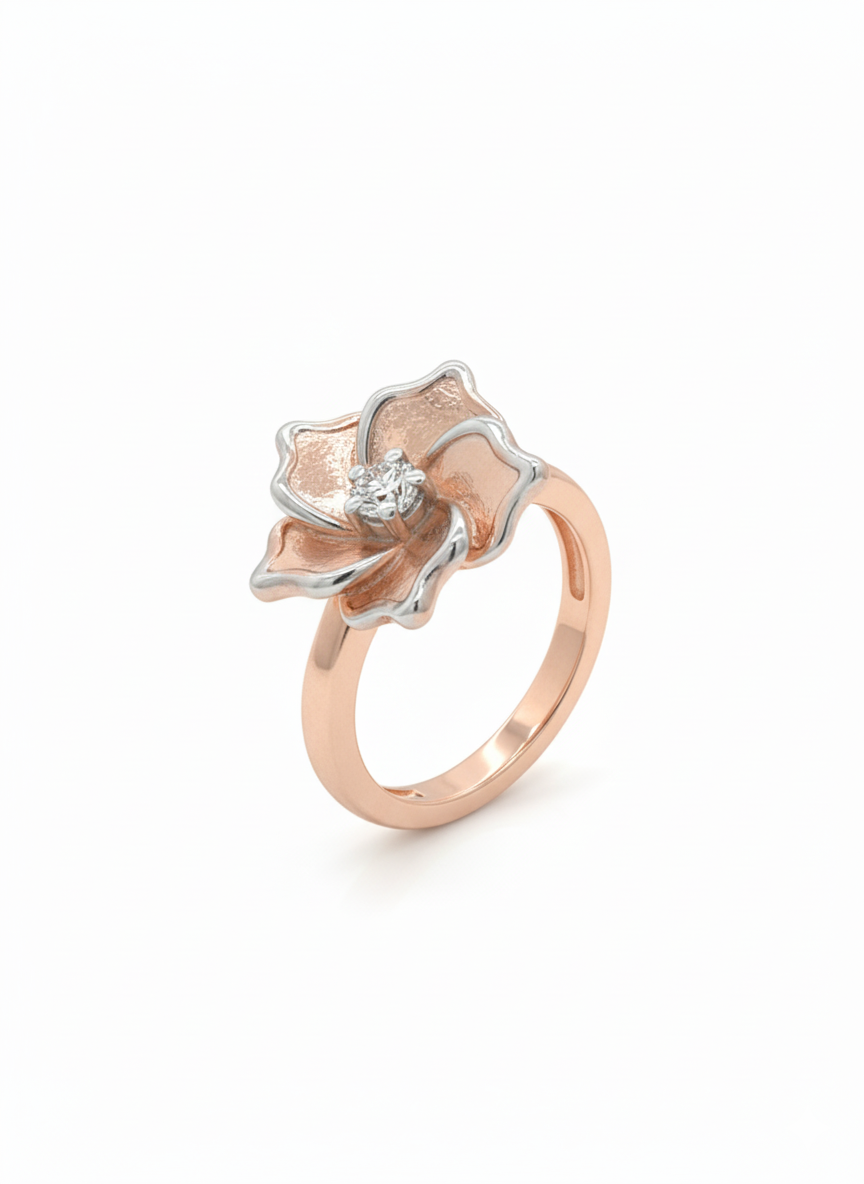 The Aurora Bloom 18k Rose Gold & Rhodium Plated Lab Diamond Ring