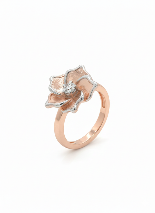 The Aurora Bloom 18k Rose Gold & Rhodium Plated Lab Diamond Ring