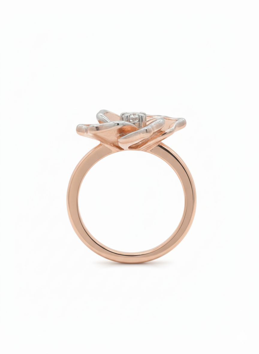 The Aurora Bloom 18k Rose Gold & Rhodium Plated Lab Diamond Ring