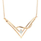 Viora Crescent V-Frame Diamond Pendant with Chain - 18K Rose Gold Rhodium Plated