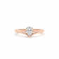 Pear V-Wishbone 18k Rose Gold Lab Diamond Ring with Rhodium Finish