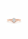 Pear V-Wishbone 18k Rose Gold Lab Diamond Ring with Rhodium Finish